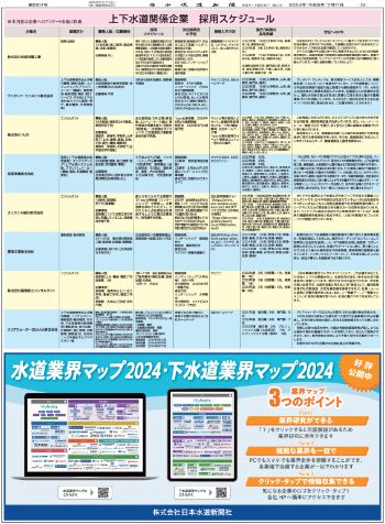 【就活ガイド】　上下水道関係企業　採用スケジュール